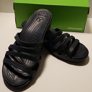 CROCS Navy Rhonda Wedge Sandal Women 9